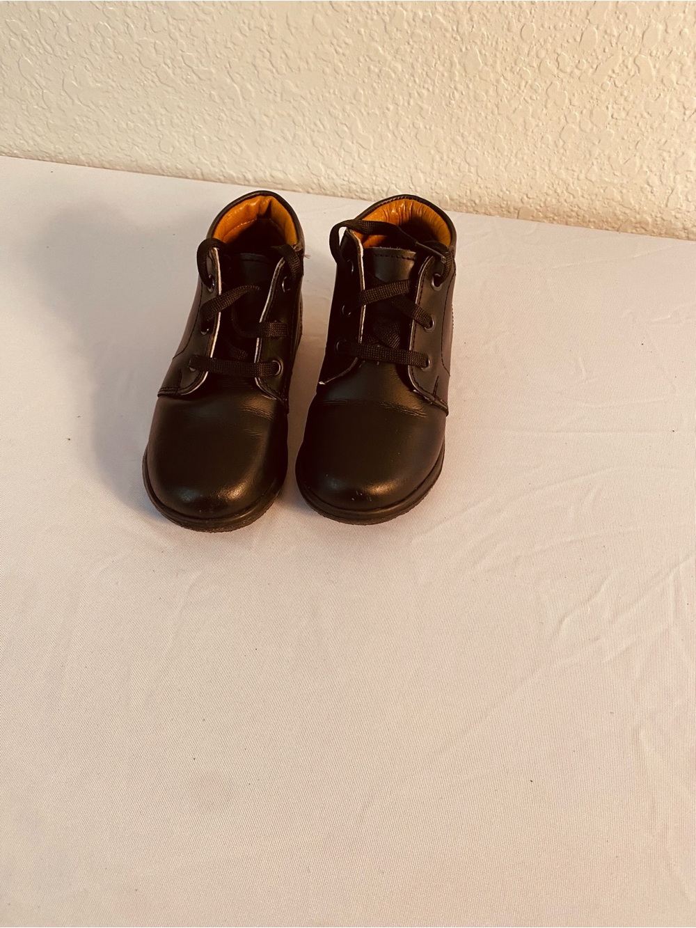 Kids Black Leather Lace-Up Boots